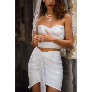 12th Tribe Sabrina Rhinestone Mesh Mini Skirt Size LL